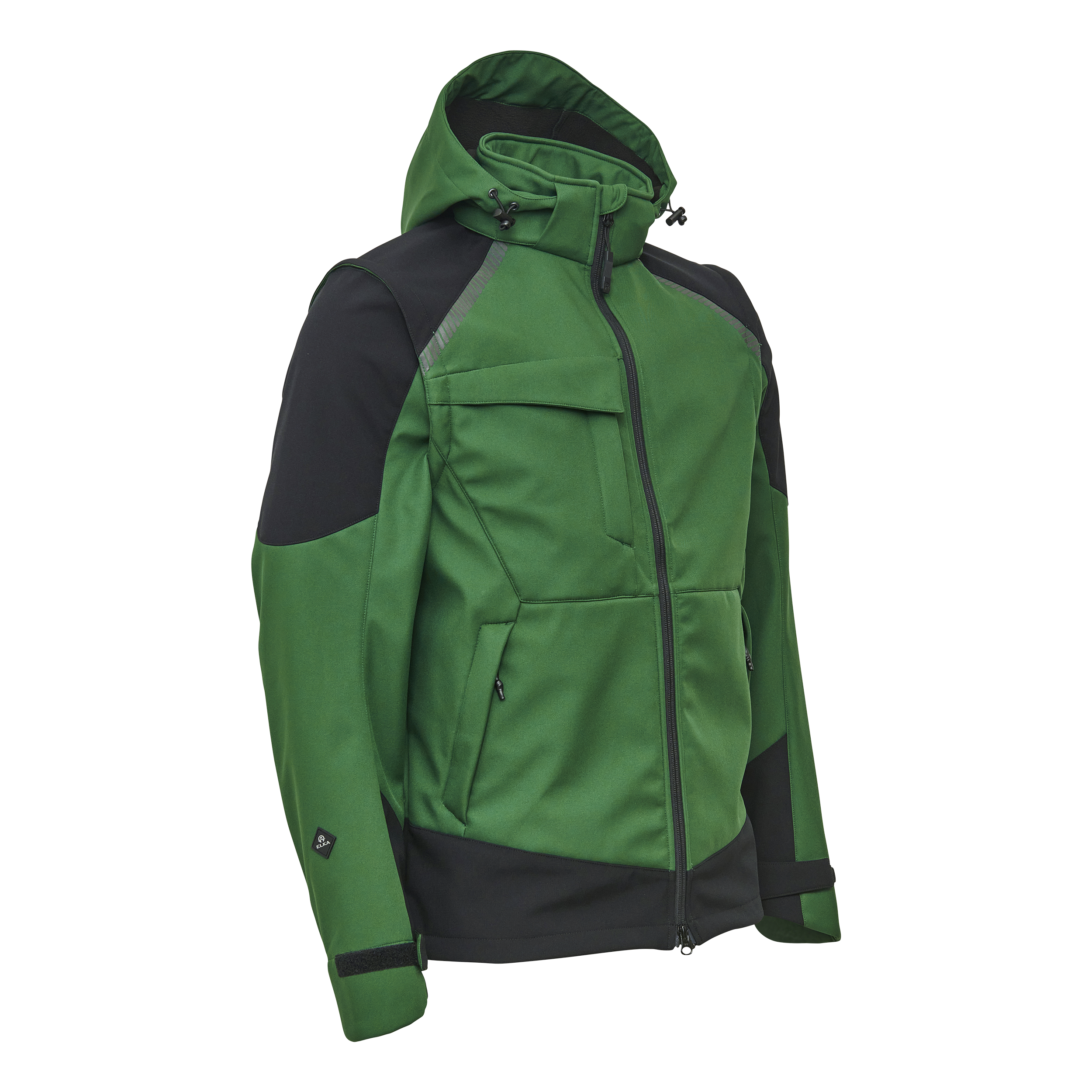 Working Xtreme Softshell Jacket with detachable sleeves - Green/Black