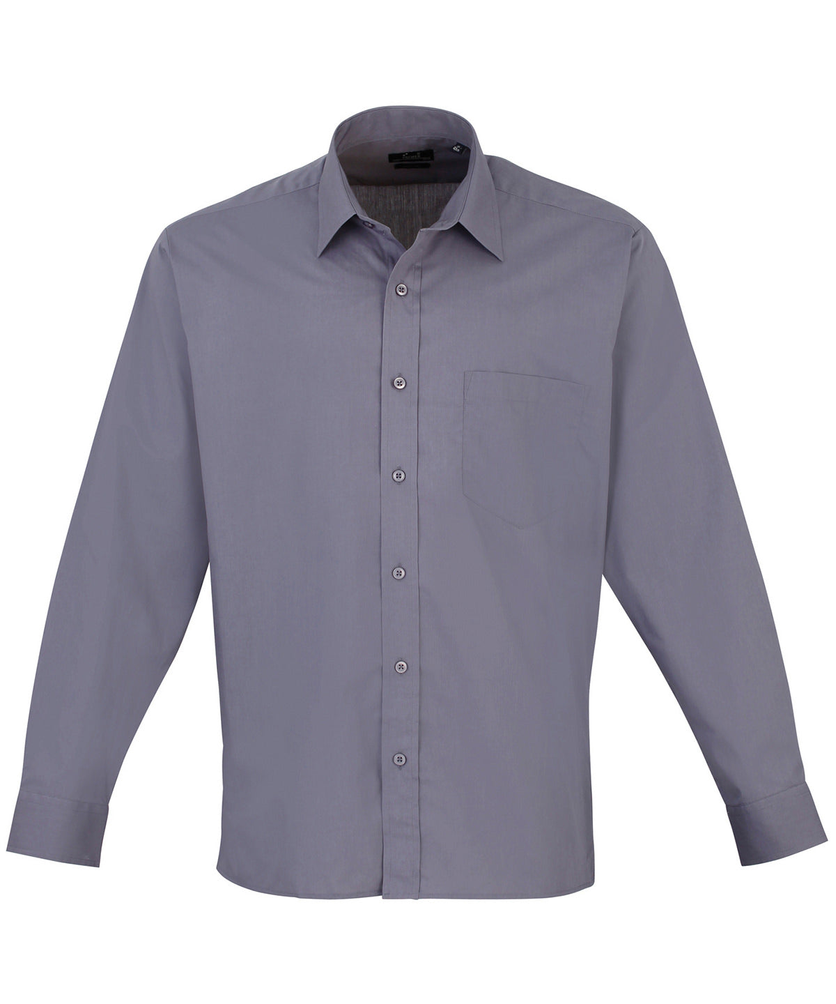 Long sleeve poplin shirt - Steel
