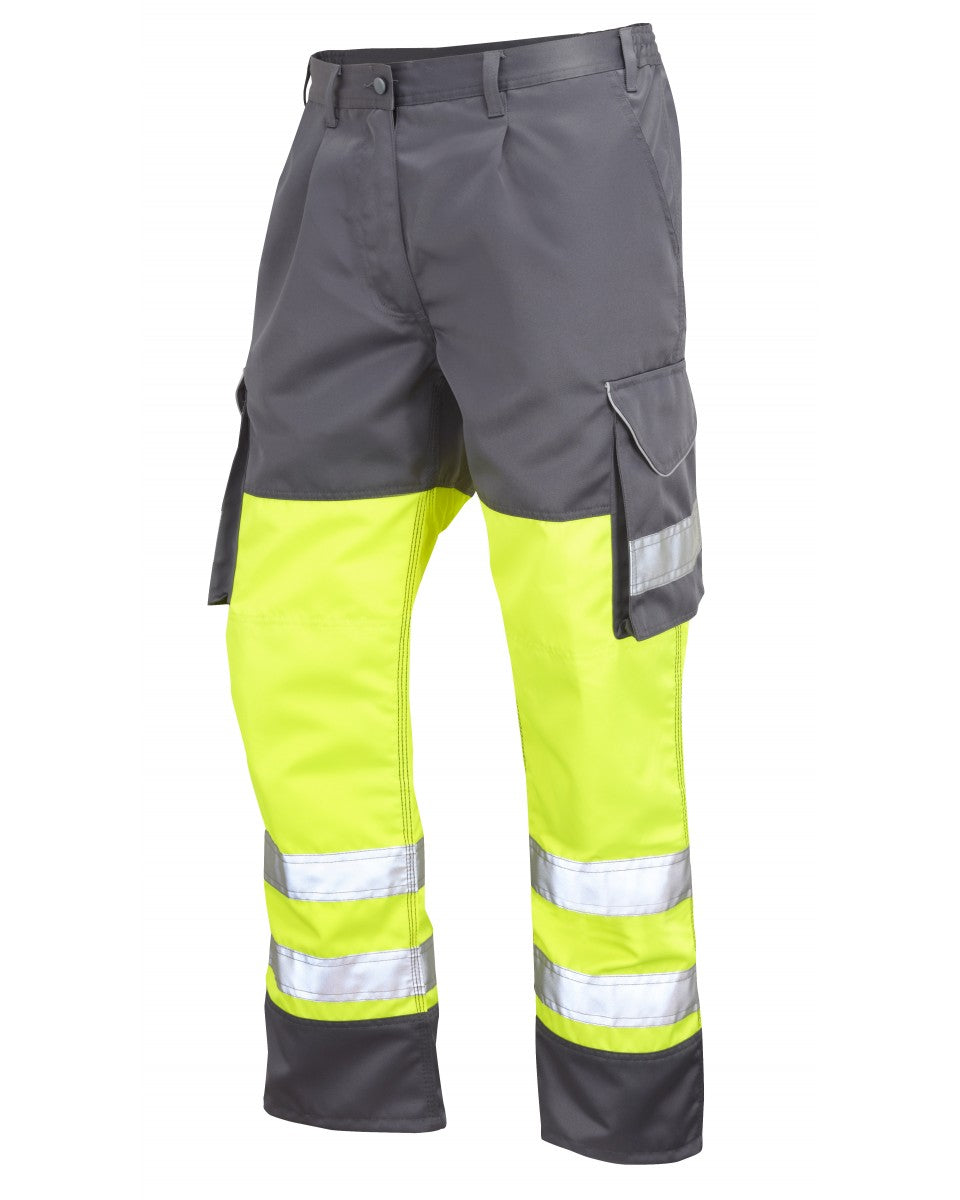 BIDEFORD ISO 20471 Cl 1 Poly/Cotton Cargo Trouser - HV YELLOW/GREY