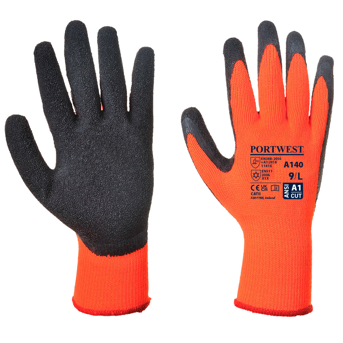 Thermal Grip Glove - Latex - A140 - Orange/Black