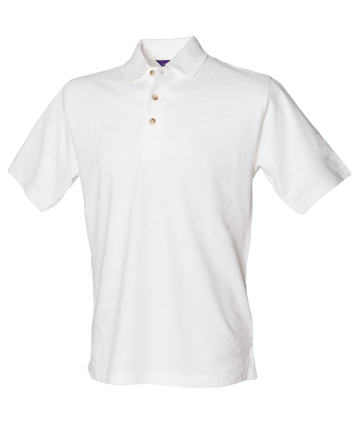 Classic cotton piqué polo with stand-up collar - White