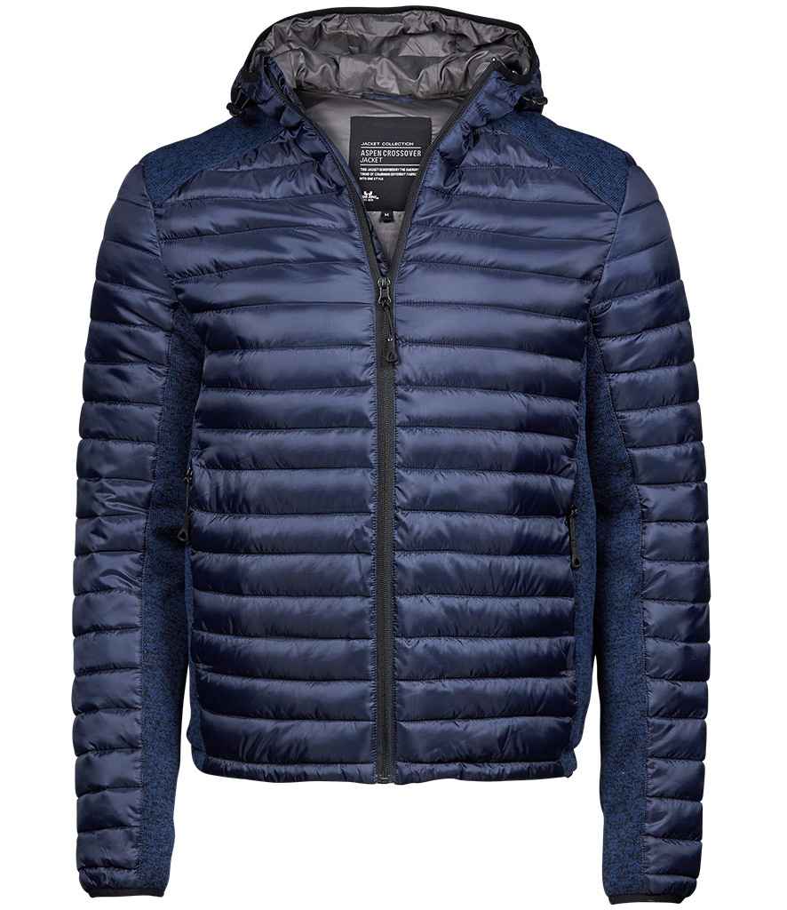 Tee Jays Crossover Hooded Padded Outdoor Jacket - Navy/Navy Melange
