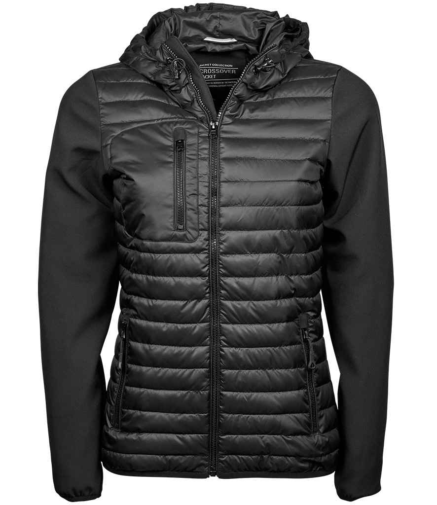 Tee Jays Ladies Crossover Hooded Jacket - Black/Black