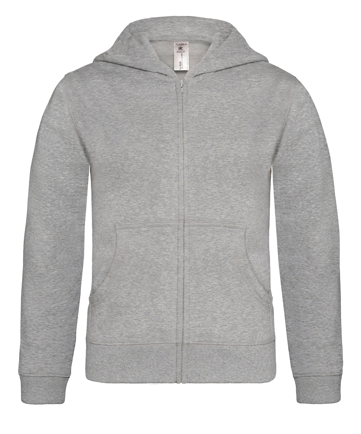 B&C Hooded full-zip /kids - Heather Grey