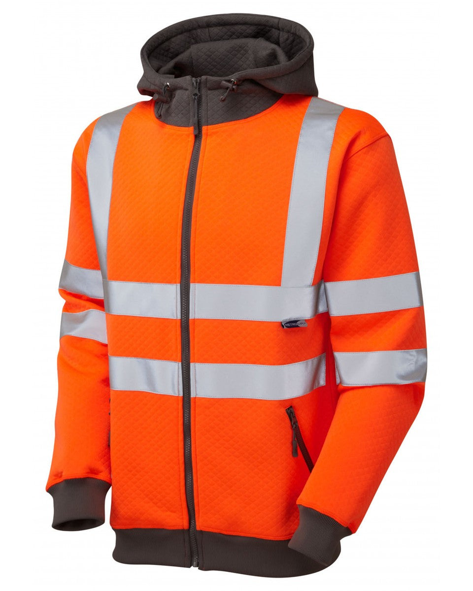 SAUNTON ISO 20471 Cl 3 Full Zip Hooded Sweatshirt - HV Orange