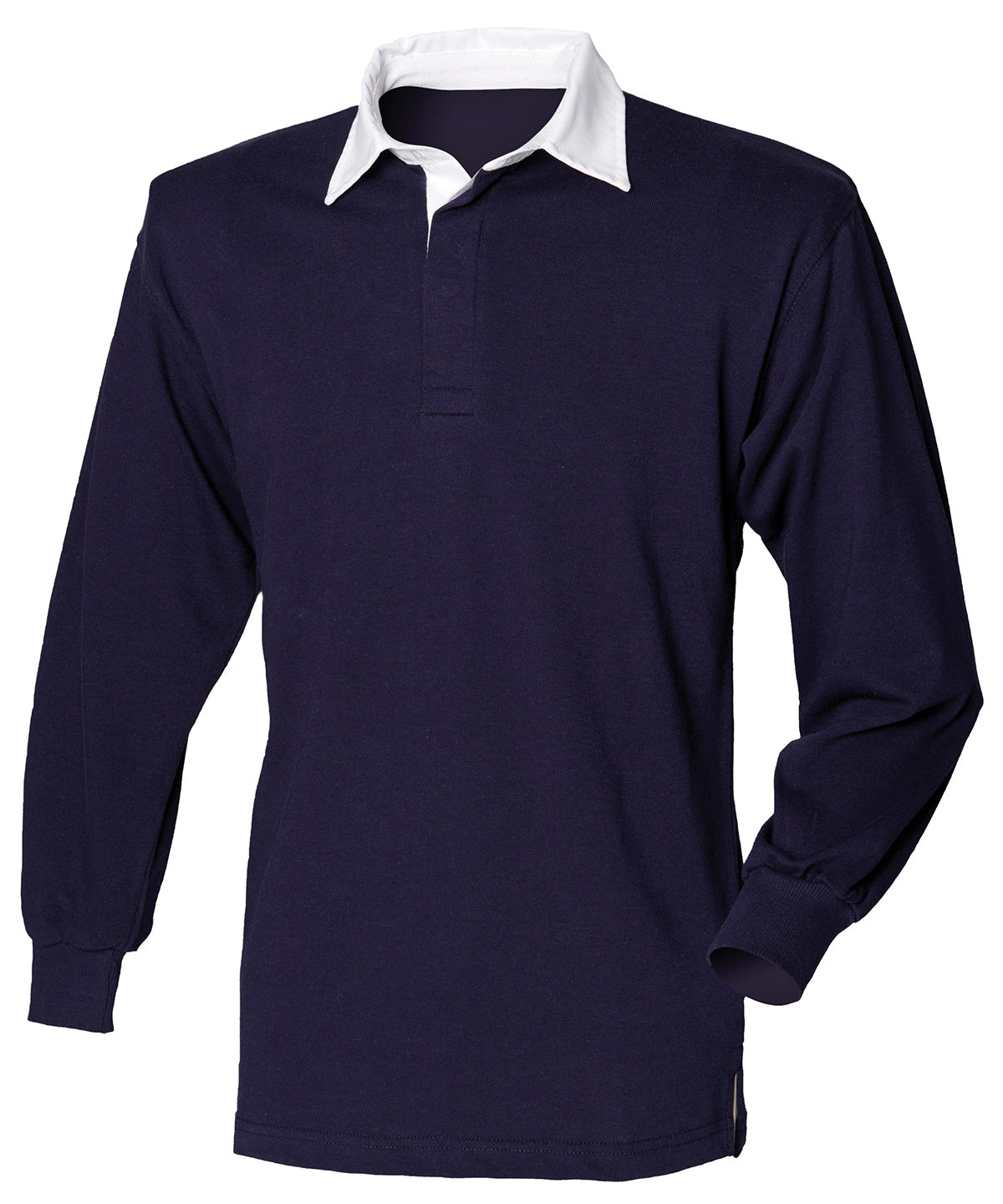 Long sleeve plain rugby shirt - Navy/White