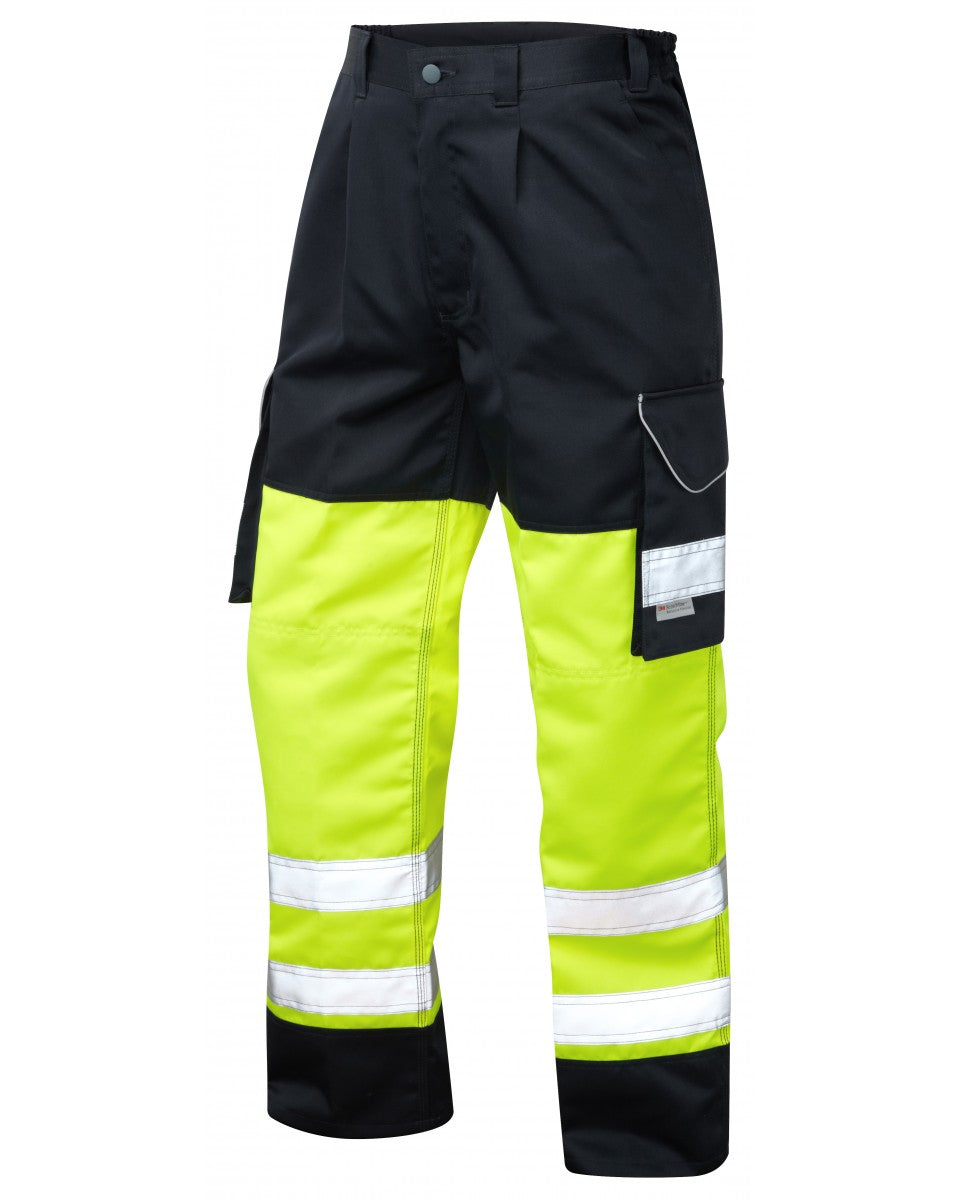 BIDEFORD ISO 20471 Cl 1 Poly/Cotton Cargo Trouser - HV YELLOW/NAVY