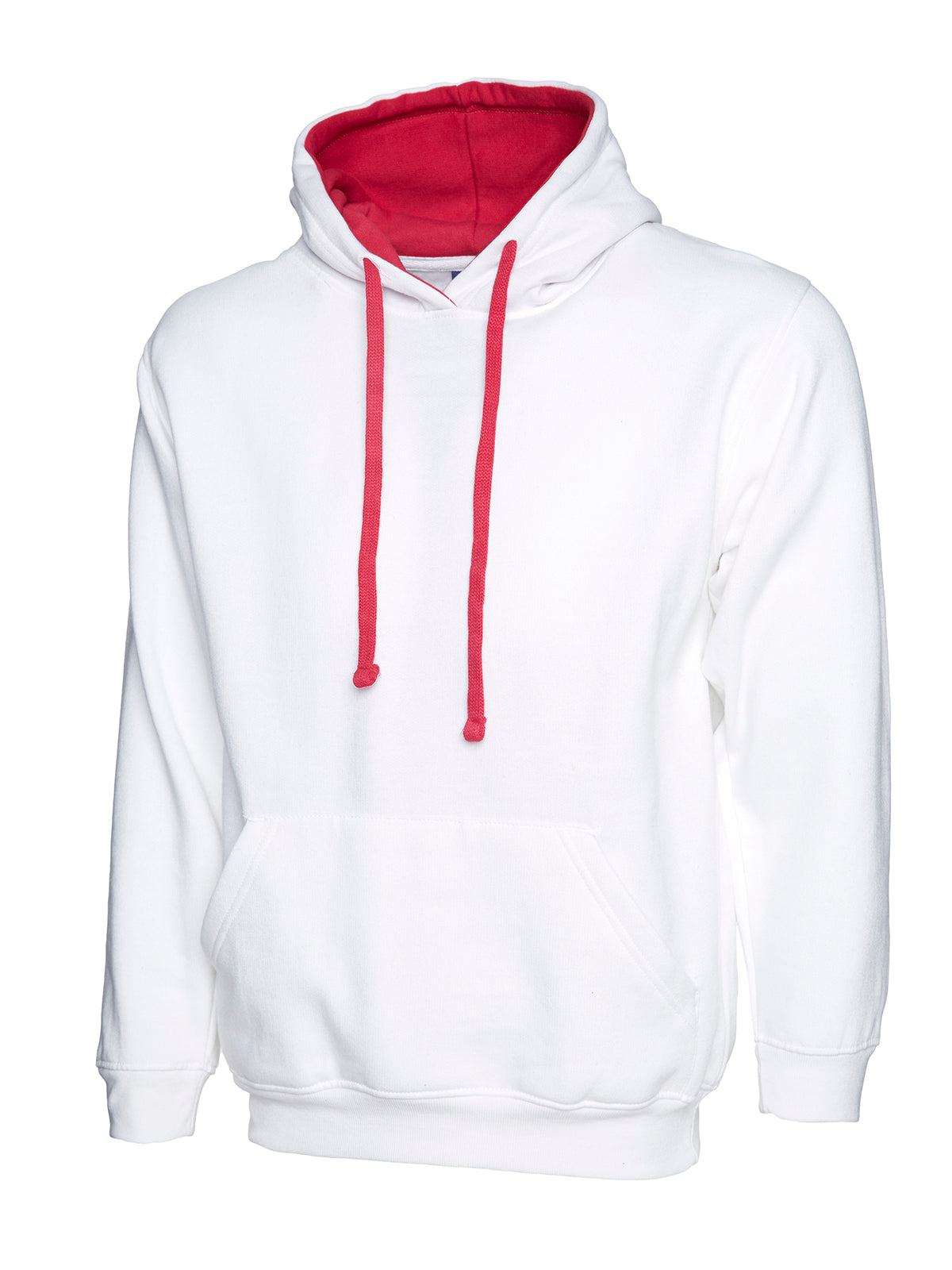 Contrast Hooded Sweatshirt  - White/Fuchsia