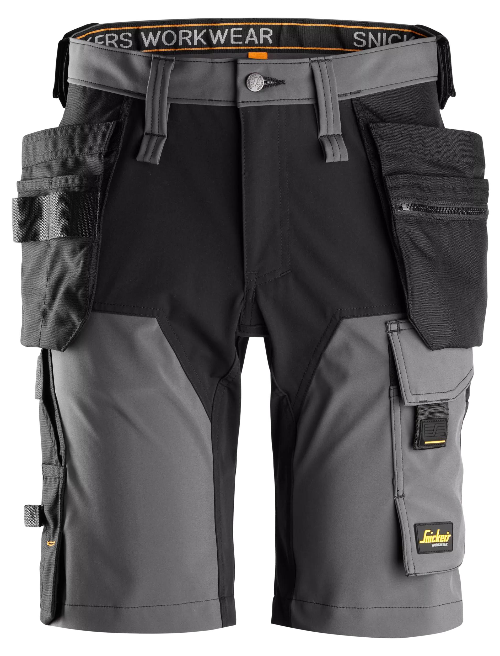 AllroundWork, 4-Way Stretch Shorts Holster Pockets - Steel grey\Black - 5804