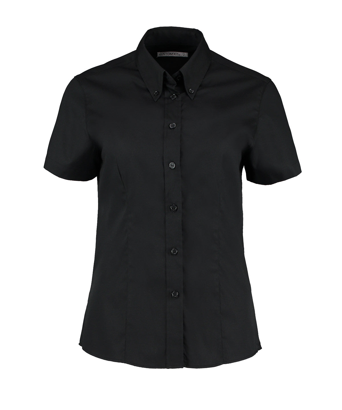 Women's corporate Oxford blouse short-sleeved (tailored fit) - Black