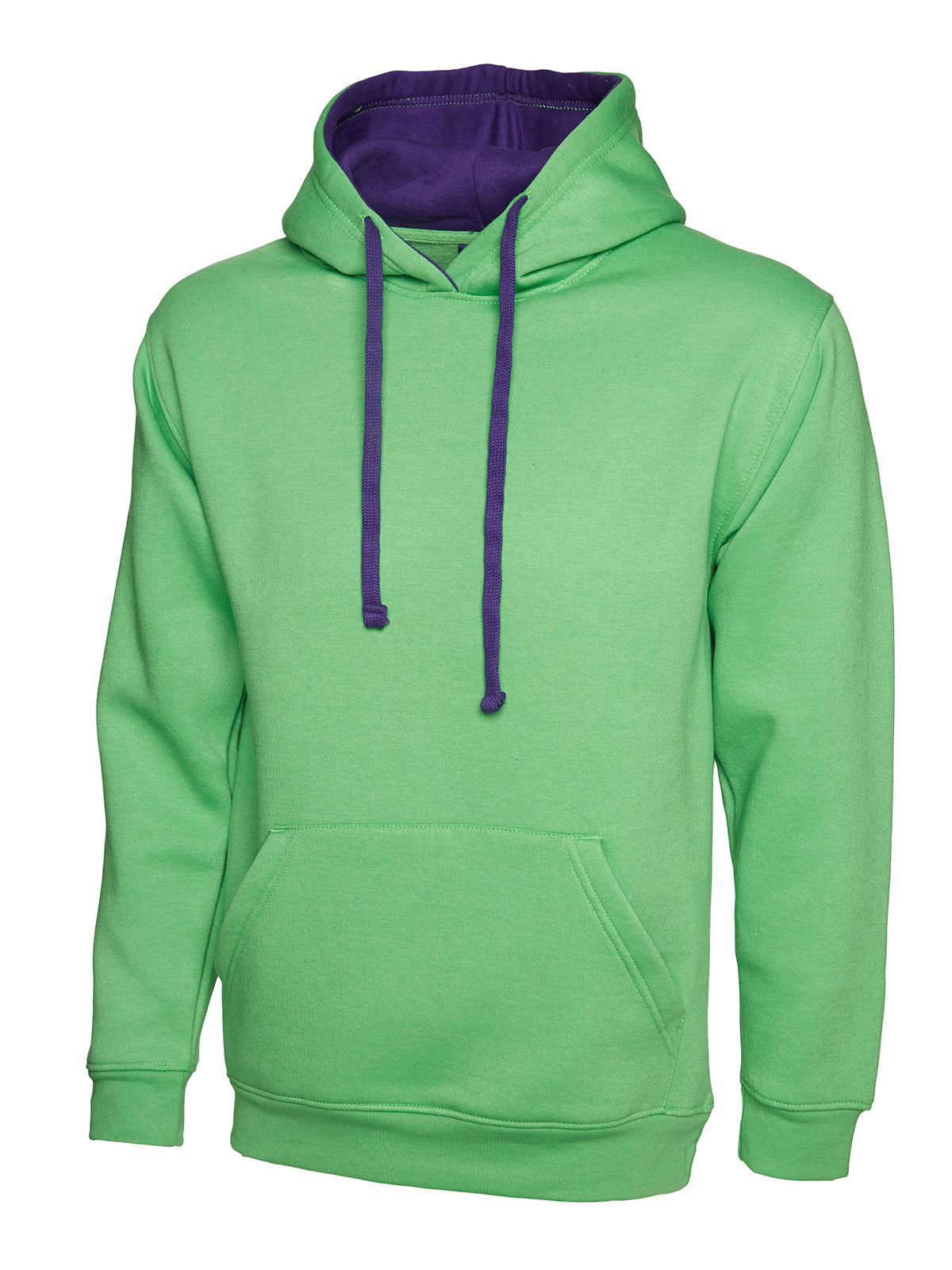 Contrast Hooded Sweatshirt  - Lime/Purple