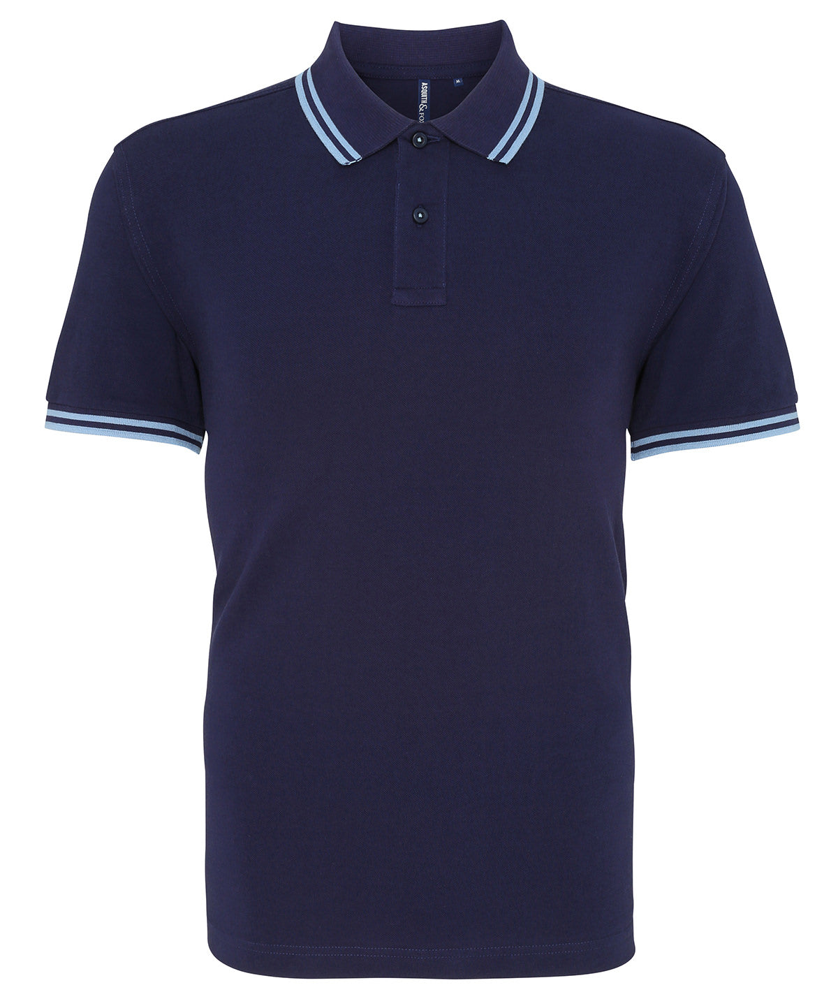 Men's classic fit tipped polo - Navy/Cornflower