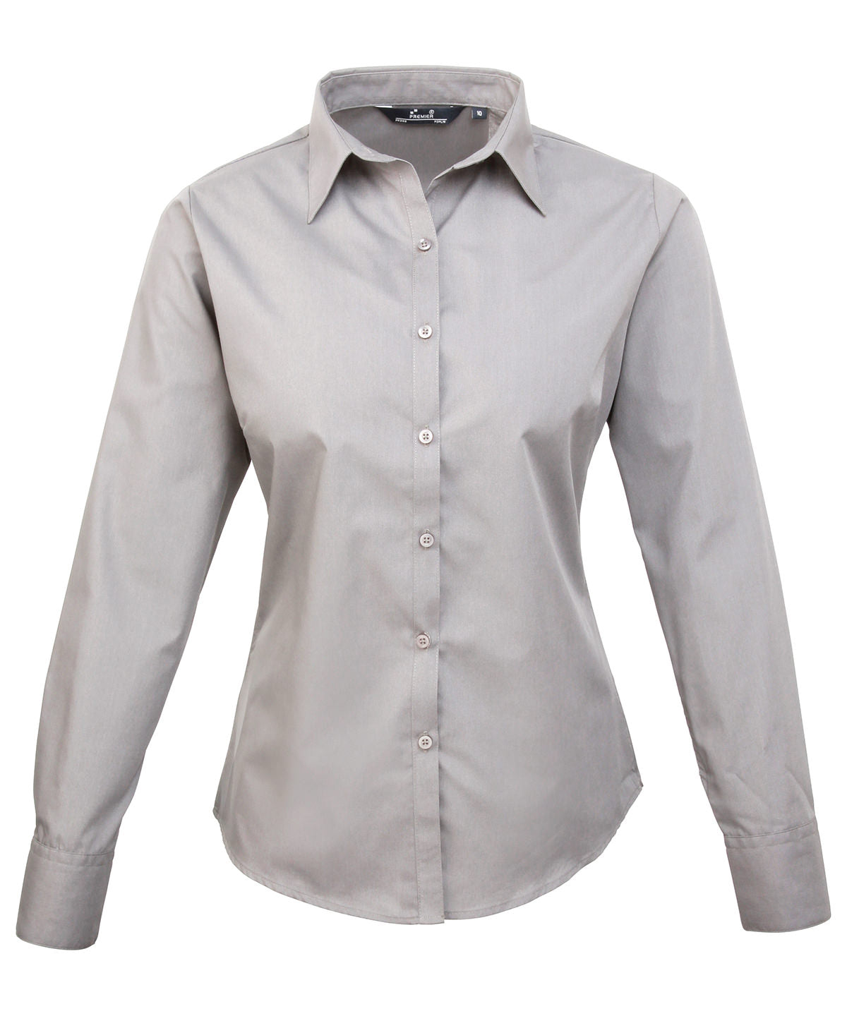 Women's poplin long sleeve blouse - Silver