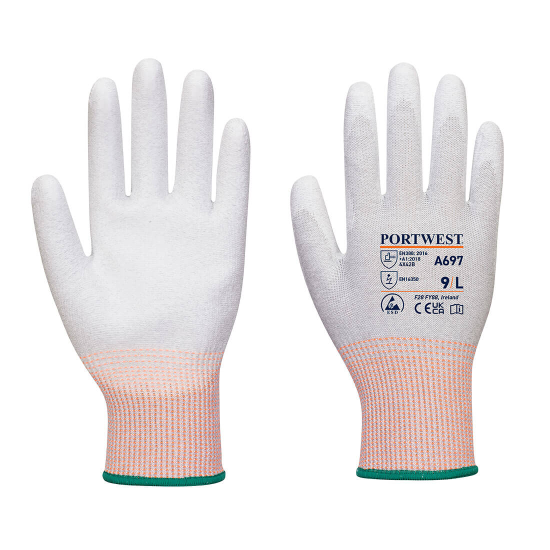LR13 ESD PU Palm Glove - 12 pack - Grey/White