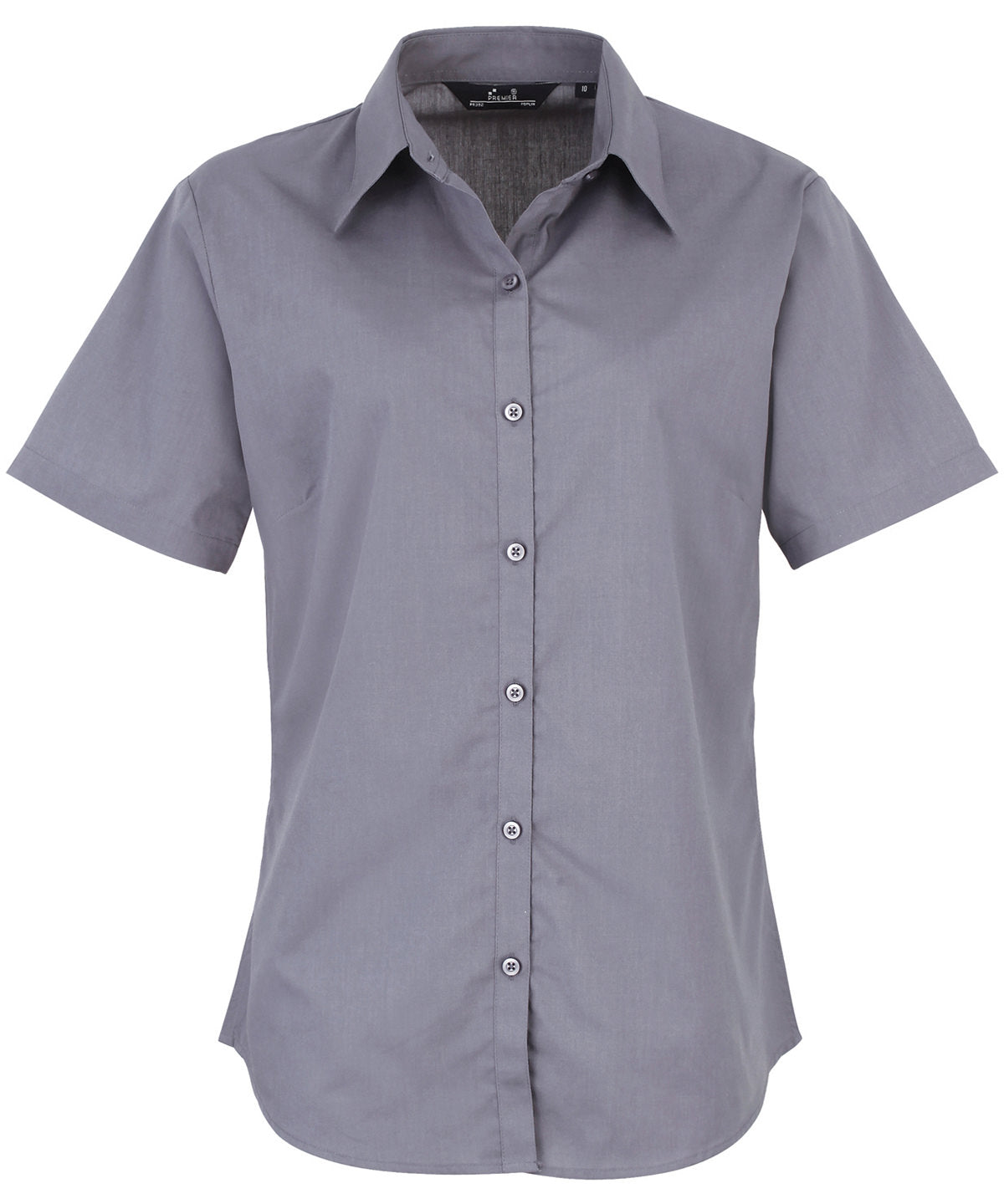 Women's short sleeve poplin blouse - Steel