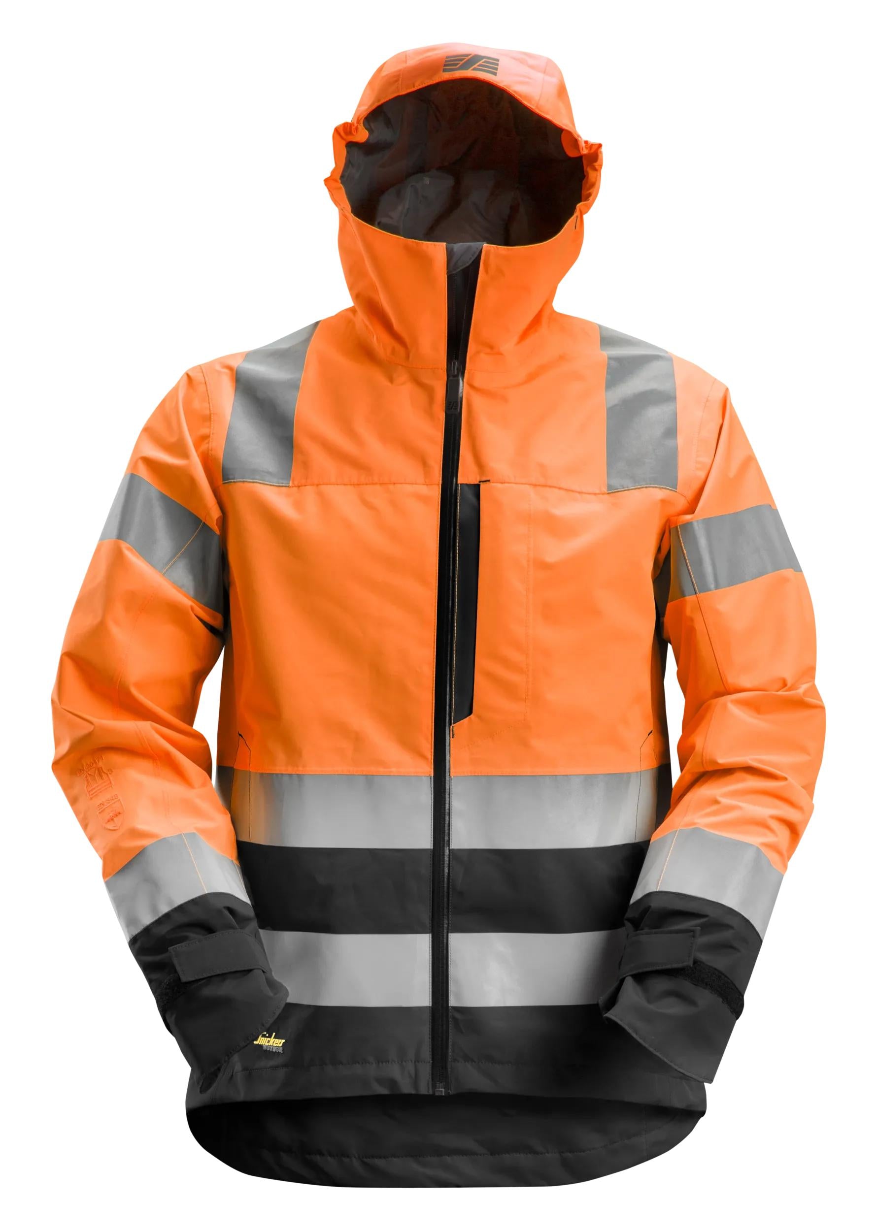 AllroundWork, Hi-Vis Waterproof Shell Jacket Class 3 - High vis orange\Black - 5504