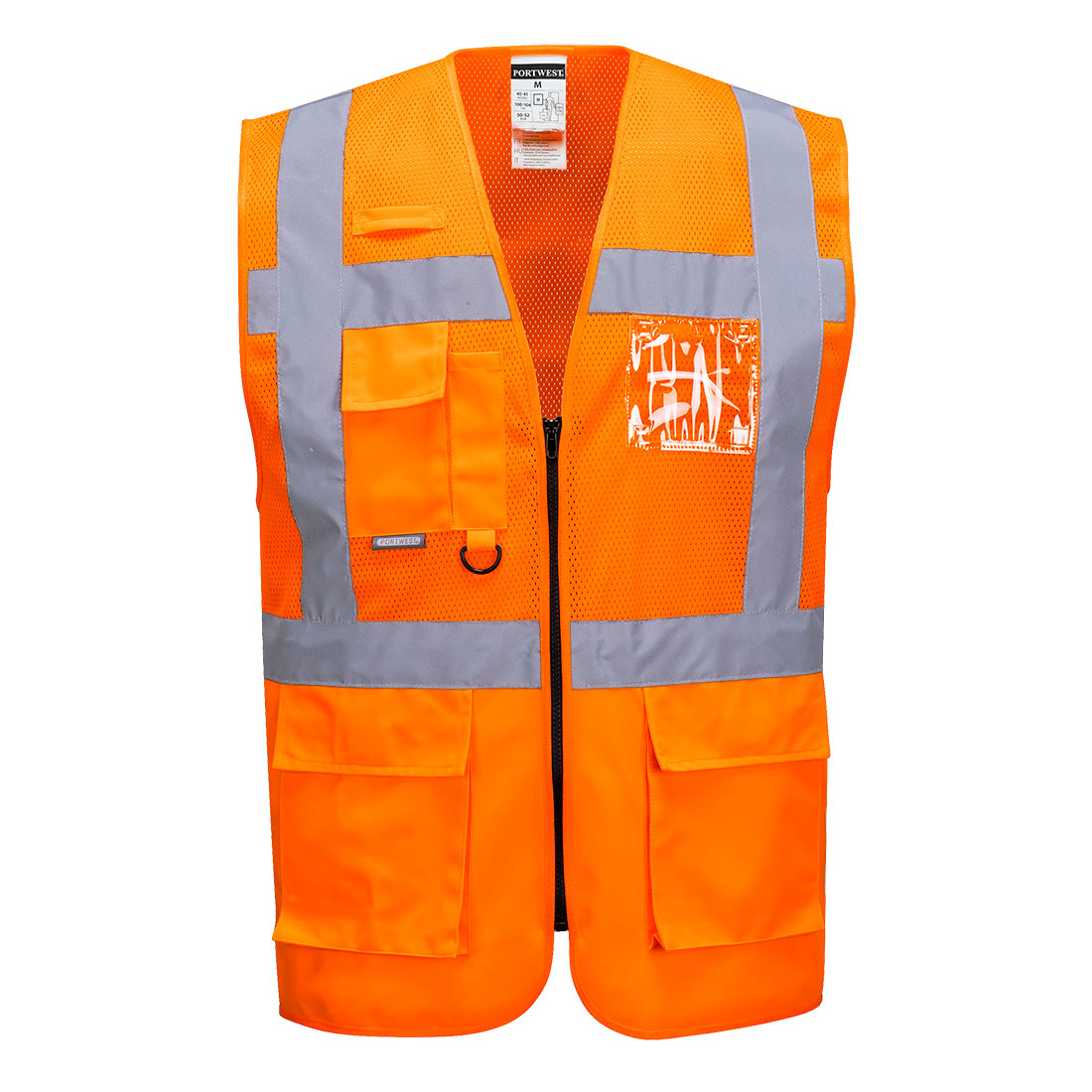 Madrid Hi-Vis Half Mesh Executive Vest  - Orange