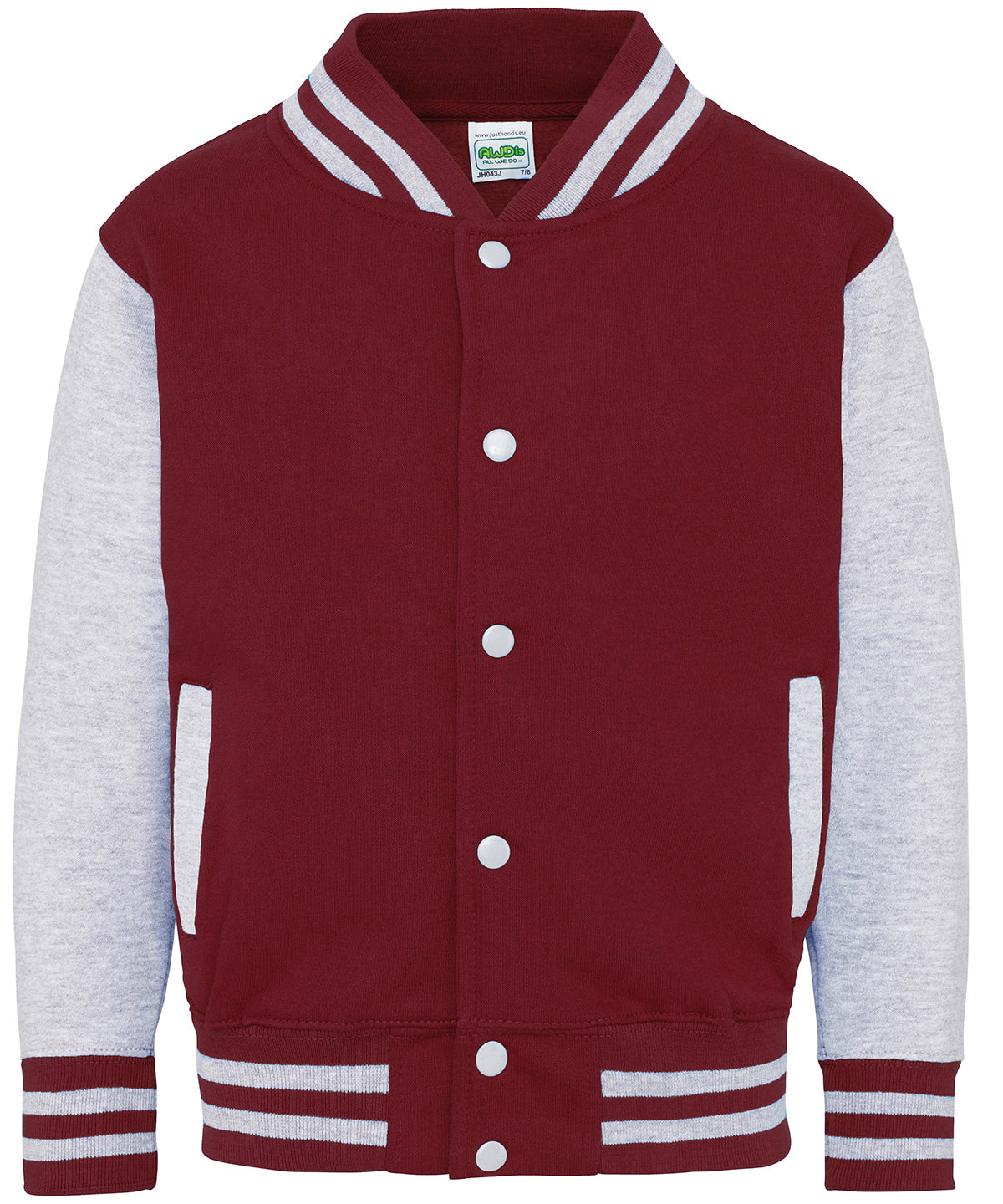 Kids varsity jacket - Burgundy/Heather Grey