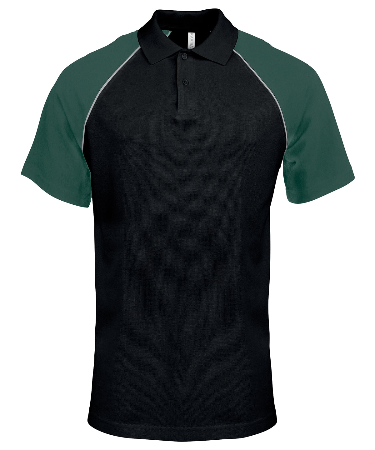 Polo baseball contrast polo shirt - Black/Light Grey/Green
