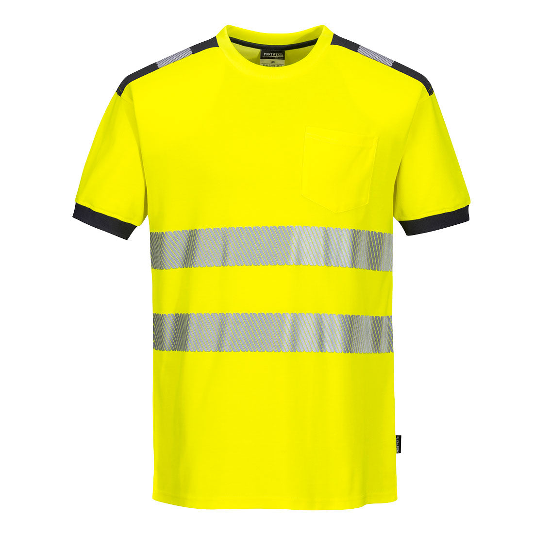 PW3 Hi-Vis Cotton Comfort T-Shirt S/S  - Yellow/Grey