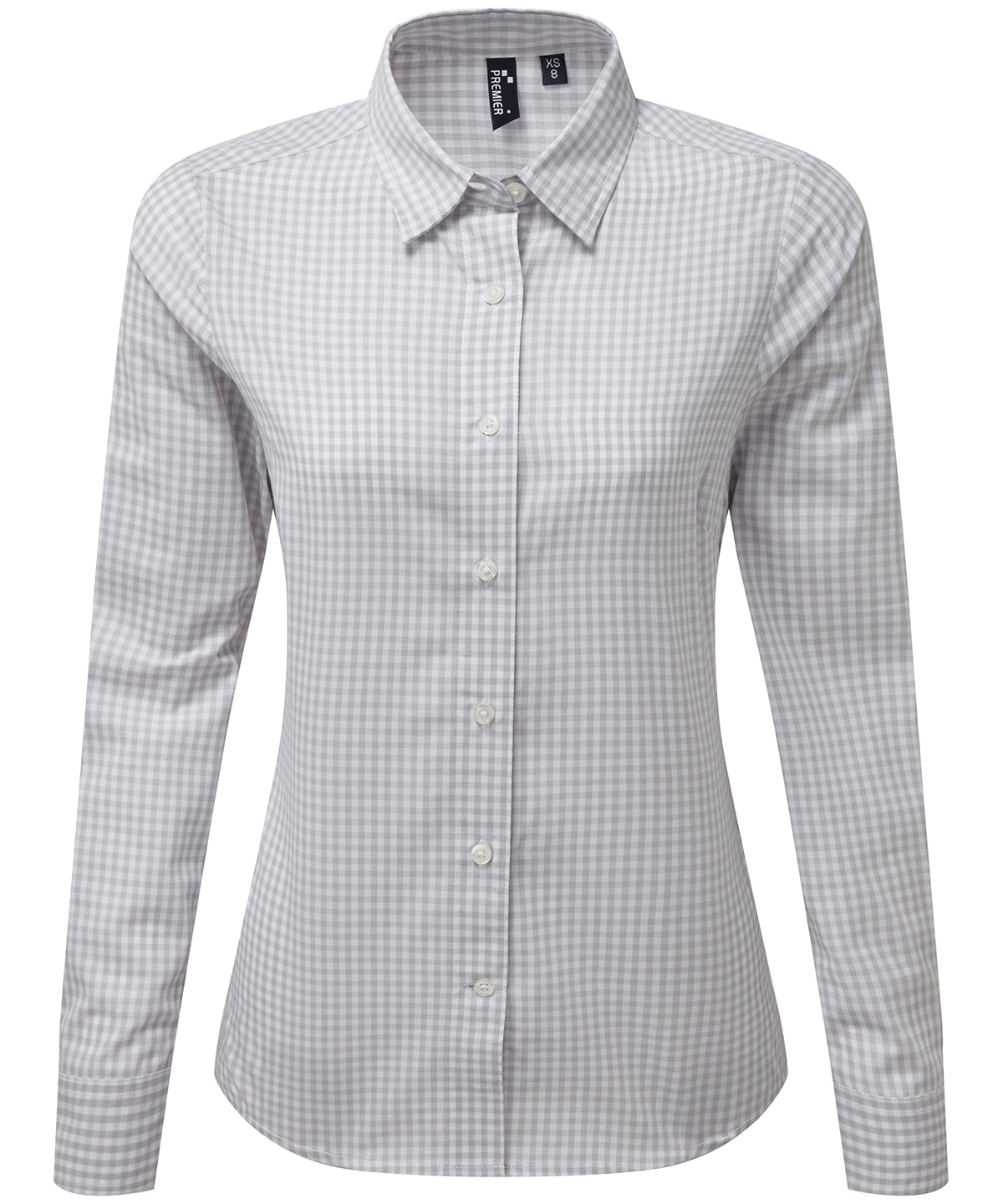 Women's Maxton check long sleeve shirt - Silver/ White