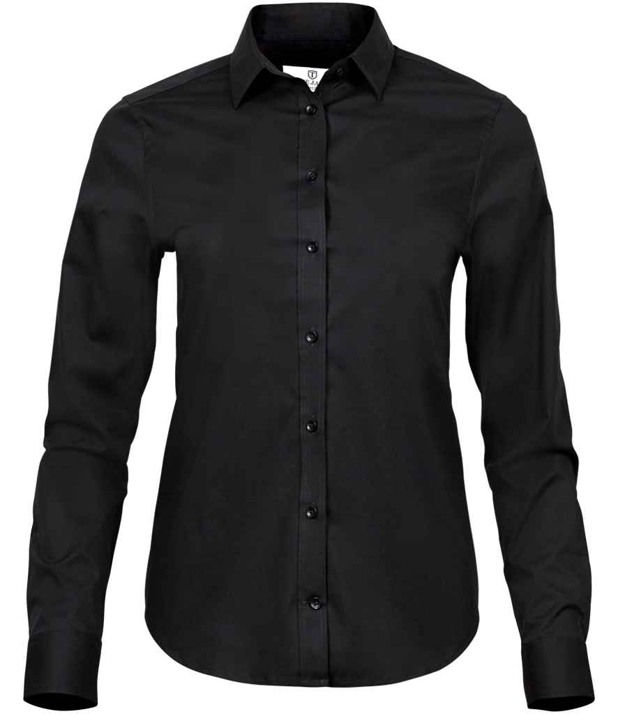 Tee Jays Ladies Stretch Luxury Long Sleeve Poplin Shirt - Black