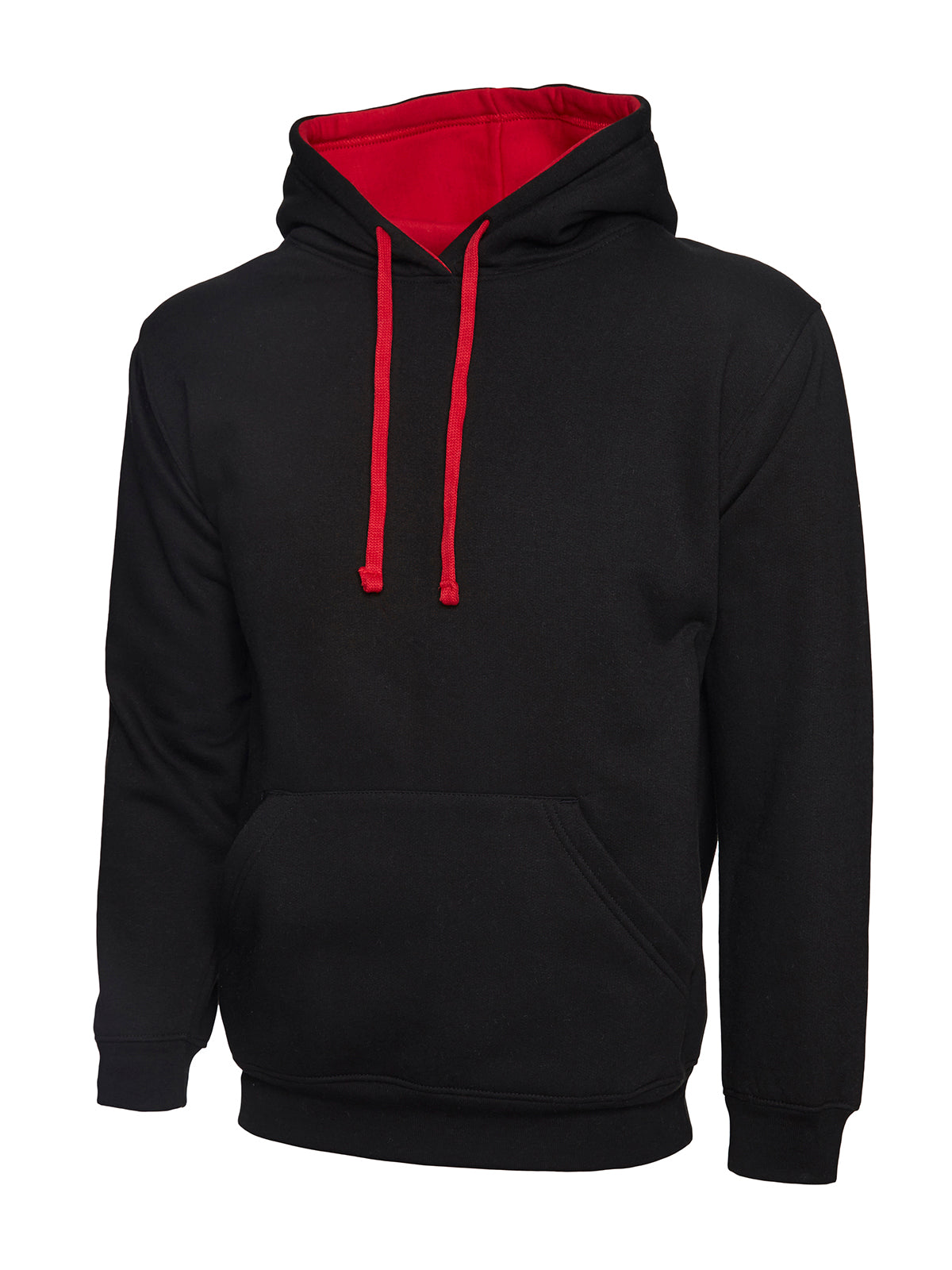 Contrast Hooded Sweatshirt  - Black/Red
