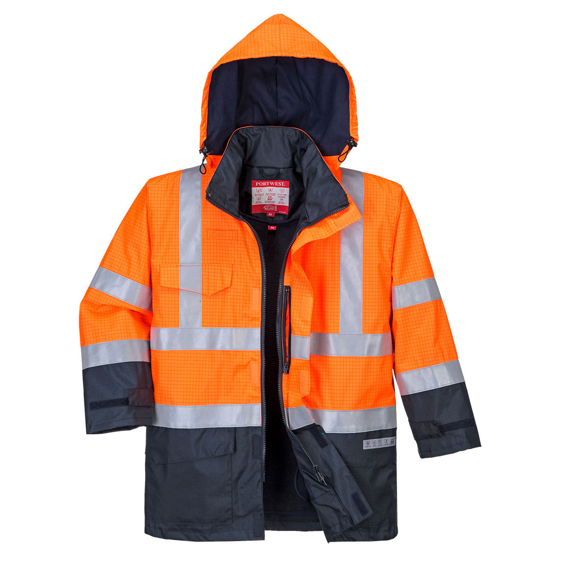 Bizflame Rain Hi-Vis Multi-Protection Jacket - Orange/Navy