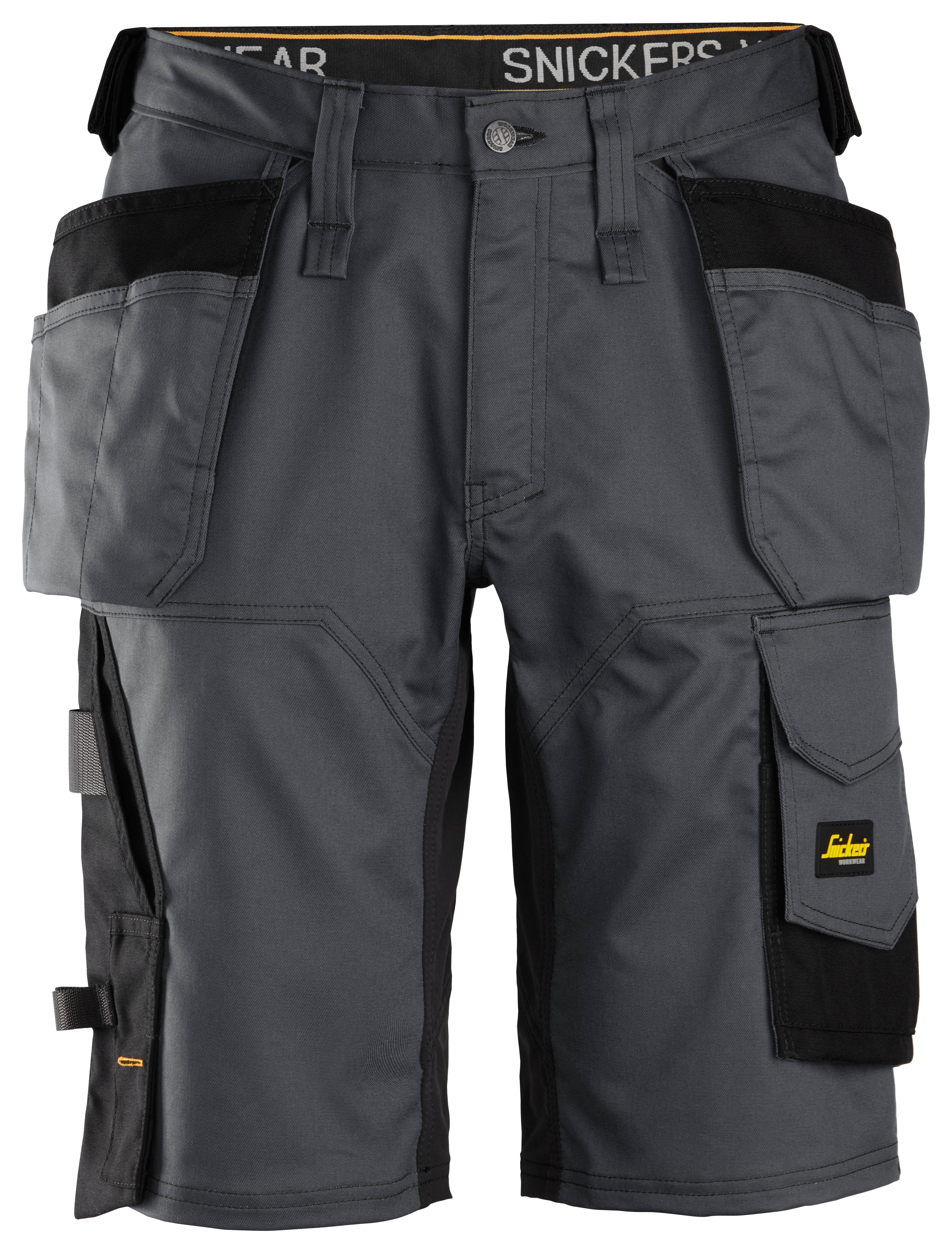 AllroundWork, Stretch Loose Fit Work Shorts Holster Pockets - Steel grey\Black - 5804