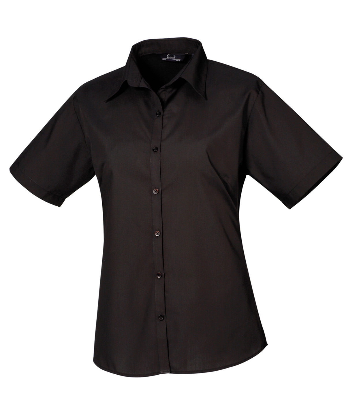 Women's short sleeve poplin blouse - Black