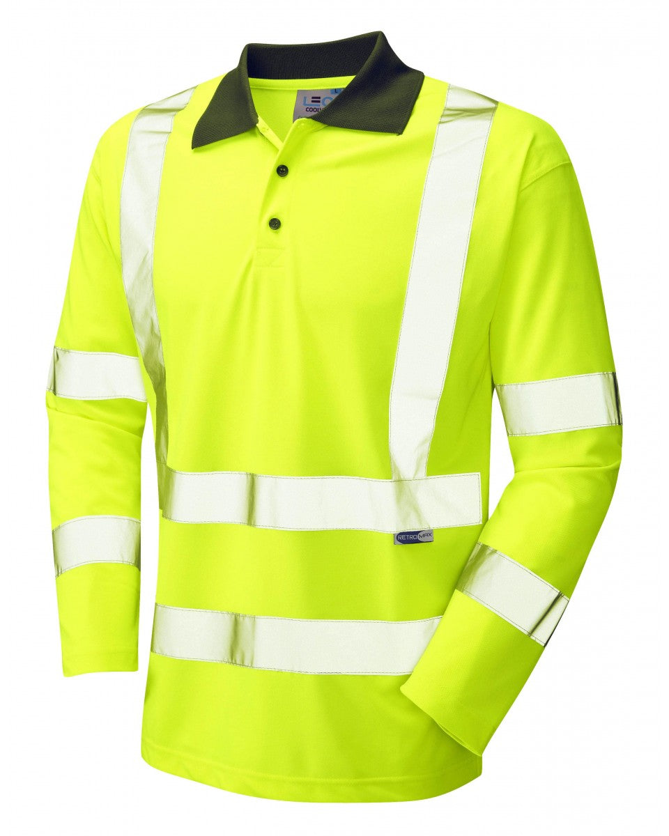 WOOLSERY ISO 20471 Cl 3 Coolviz Sleeved Polo Shirt (EcoViz) - HV Yellow