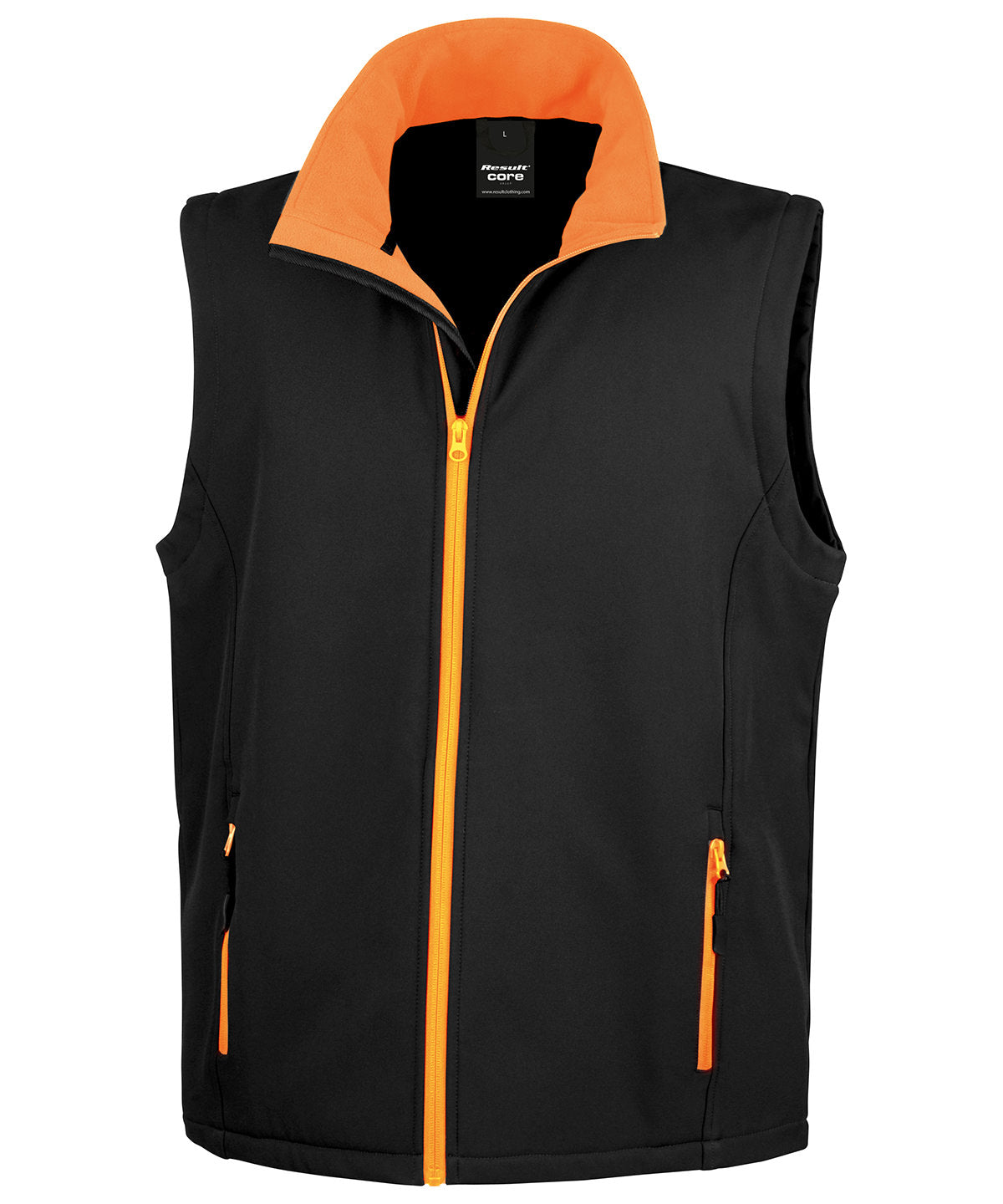 Printable softshell bodywarmer - Black/Orange