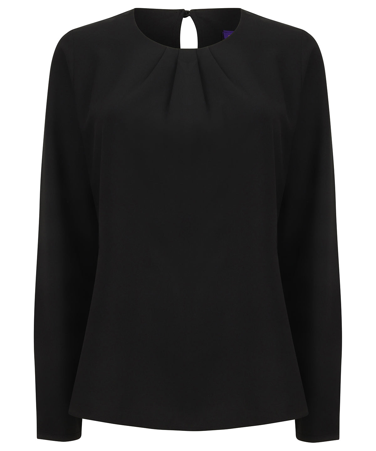 Women's pleat front long sleeve blouse - Black