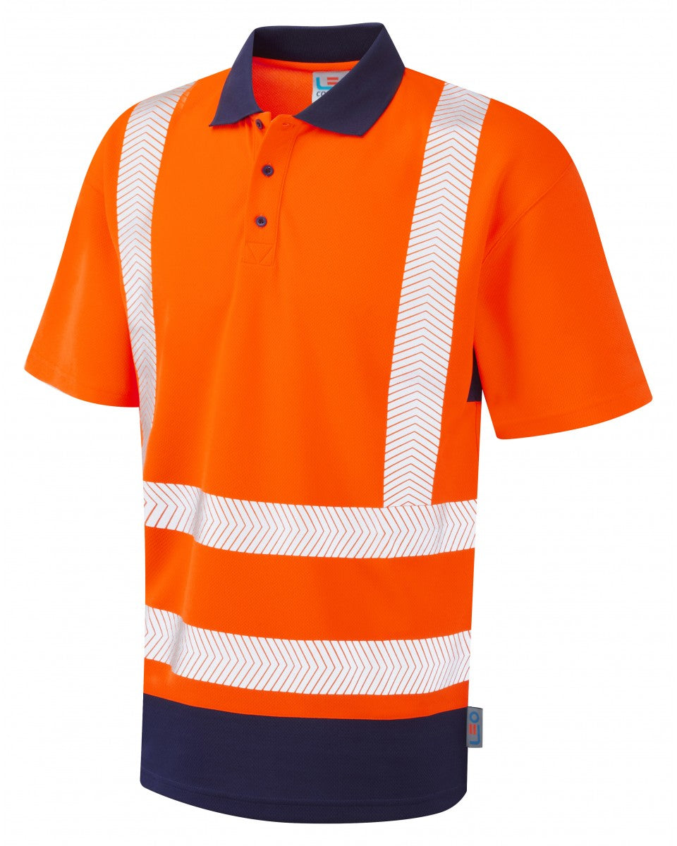 MORTEHOE ISO 20471 Cl 2 Dual Colour Coolviz Plus Polo Shirt - HV ORANGE/NAVY
