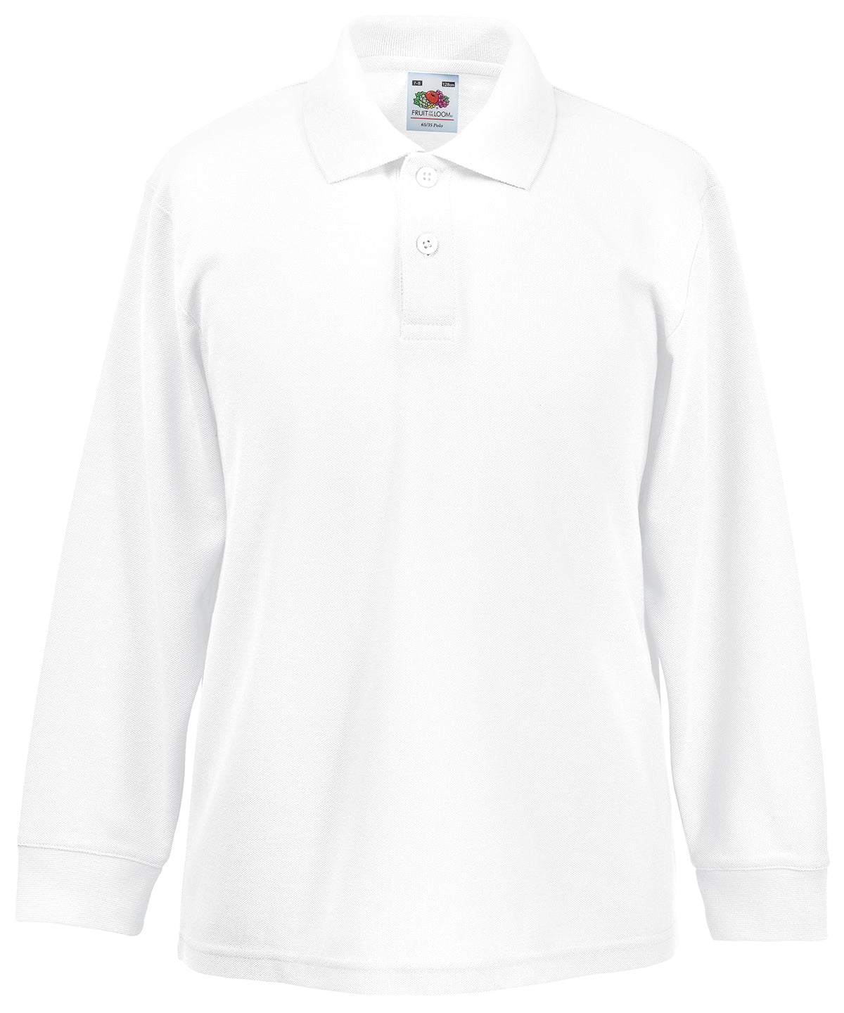 Kids long sleeve 65/35 polo - White