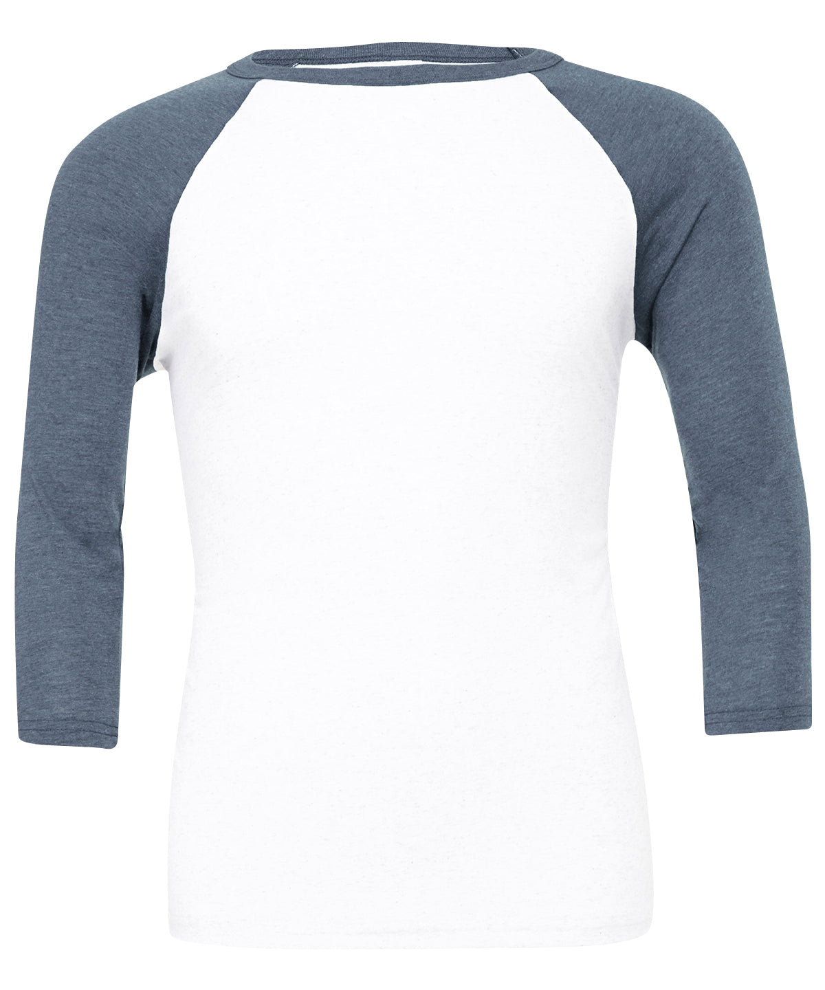 Unisex triblend ¾ sleeve baseball t-shirt - White/Denim
