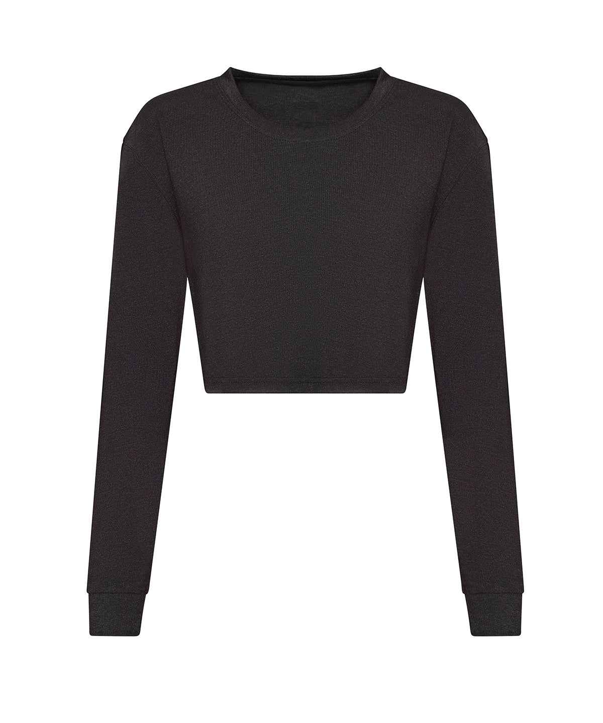 Women's Long Sleeve Cropped T - Heather Black