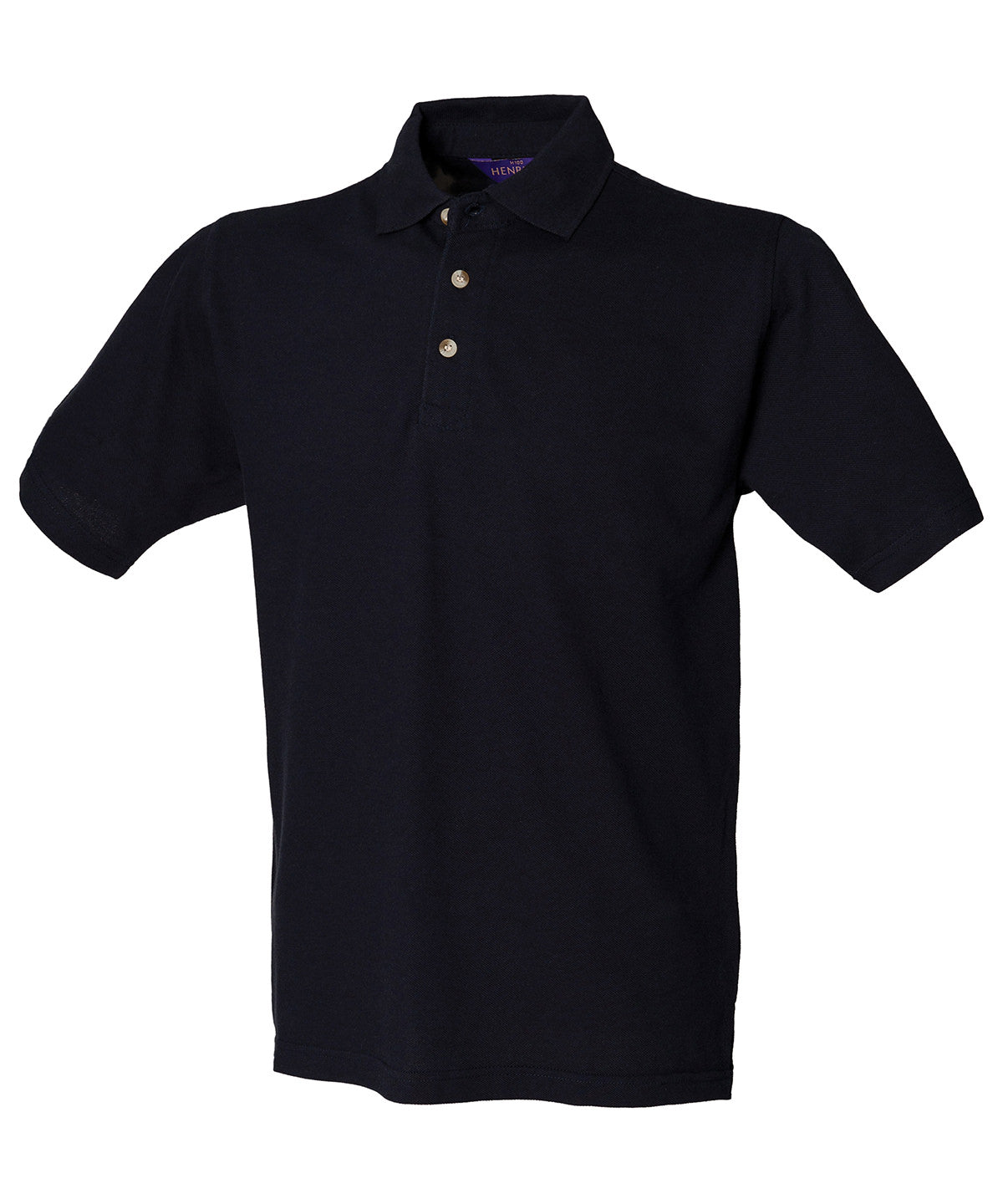 Classic cotton piqué polo with stand-up collar - Navy