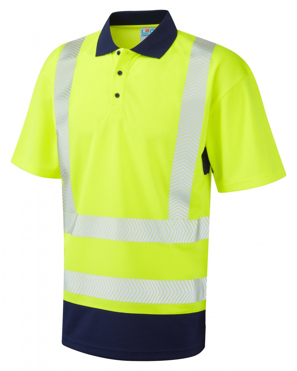 MORTEHOE ISO 20471 Cl 2 Dual Colour Coolviz Plus Polo Shirt - HV YELLOW/NAVY