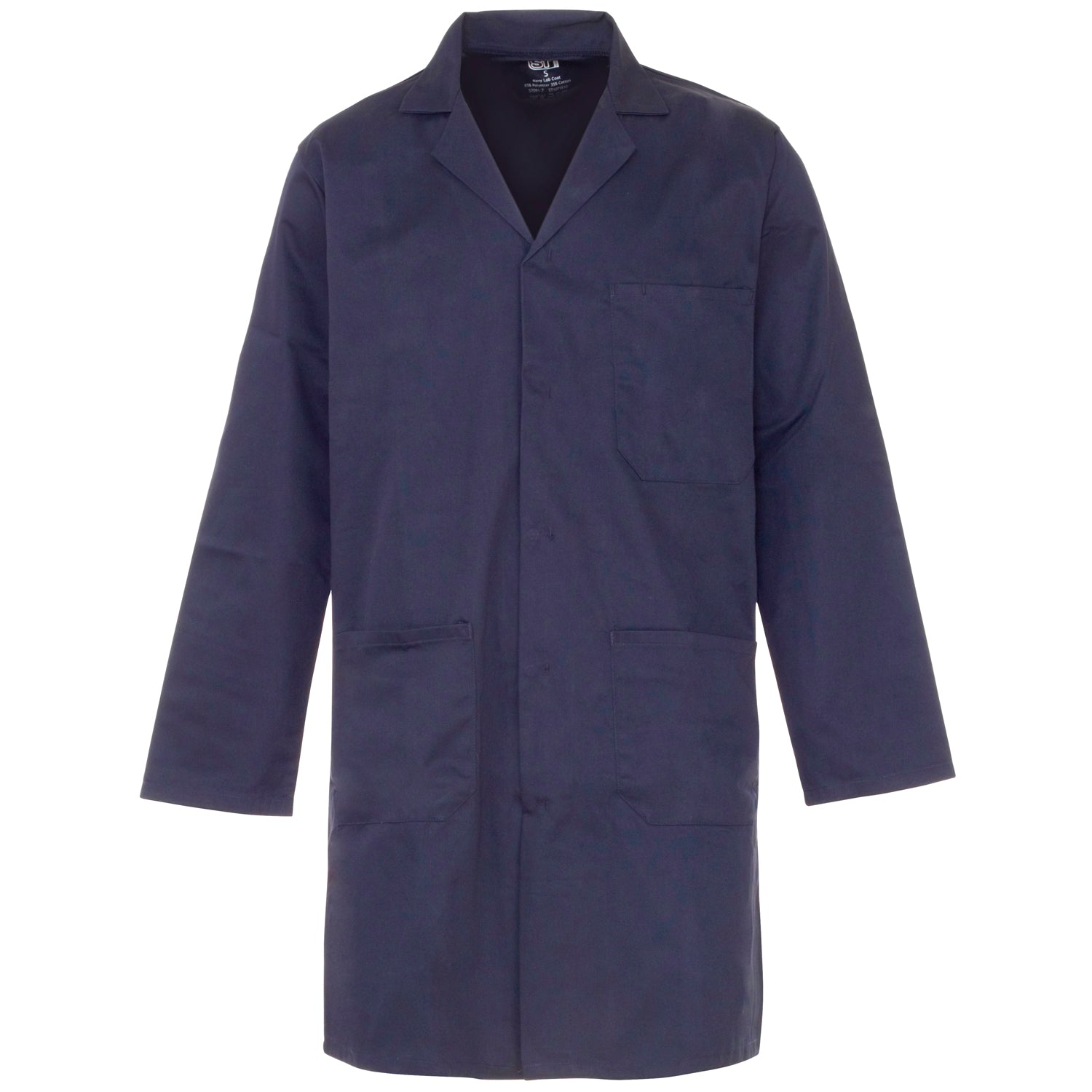245gsm poly cotton c/cuff lab coat royal blue-20pcs/case- S with pockets - Navy