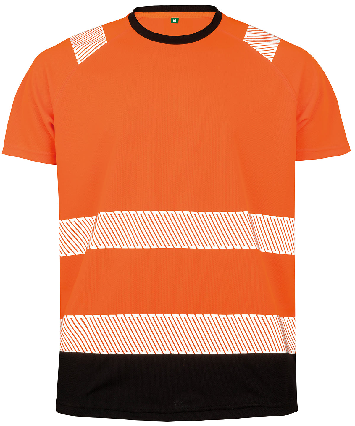 Recycled safety t-shirt - Fluorescent Orange/ Black