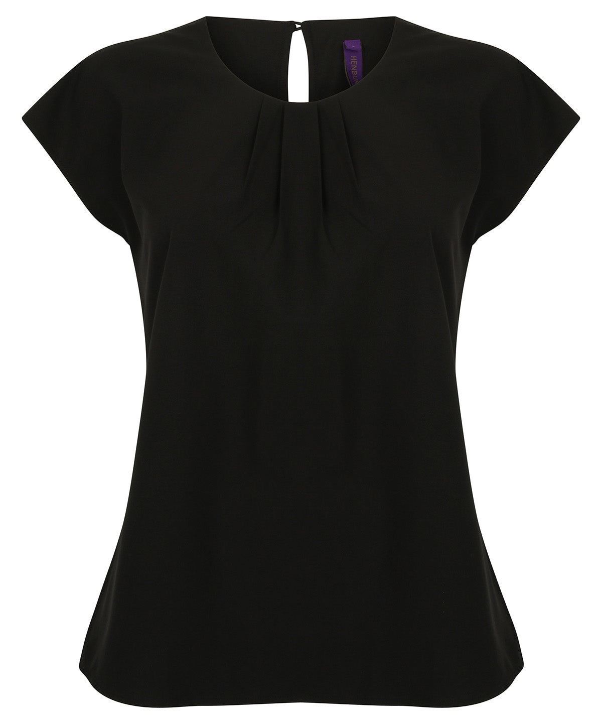 Women's pleat front short sleeve blouse - Black