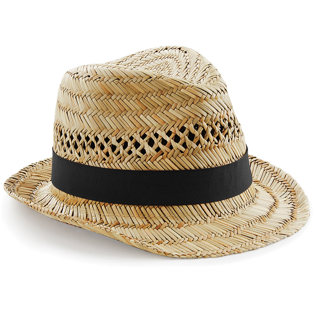 Beechfield Unisex Hand Made Straw Summer Trilby Hat