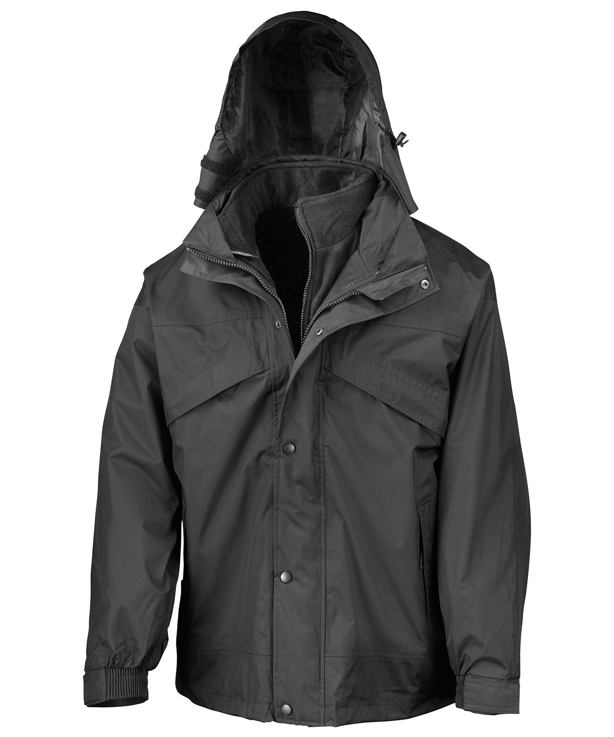 3-in-1 zip and clip jacket - Black/Black