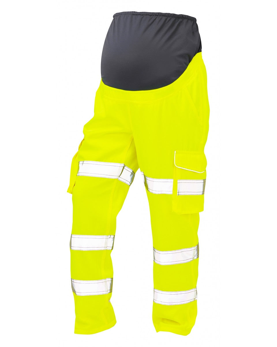 VERITY ISO 20471 Cl 2 Poly/Cotton Maternity Cargo Trouser (UK 14-16) - HV Yellow
