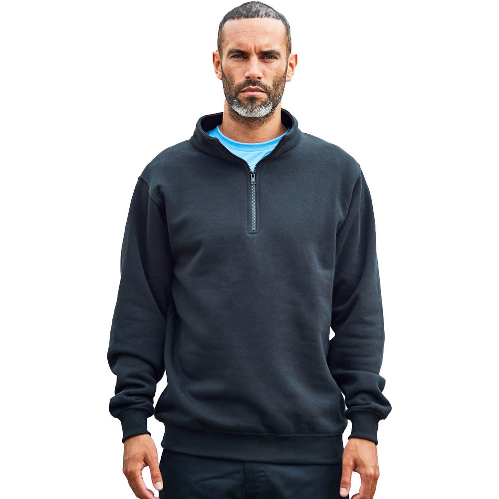 Brookes Mens Pro Cotton Blend Quater Neck Zip Sweatshirt