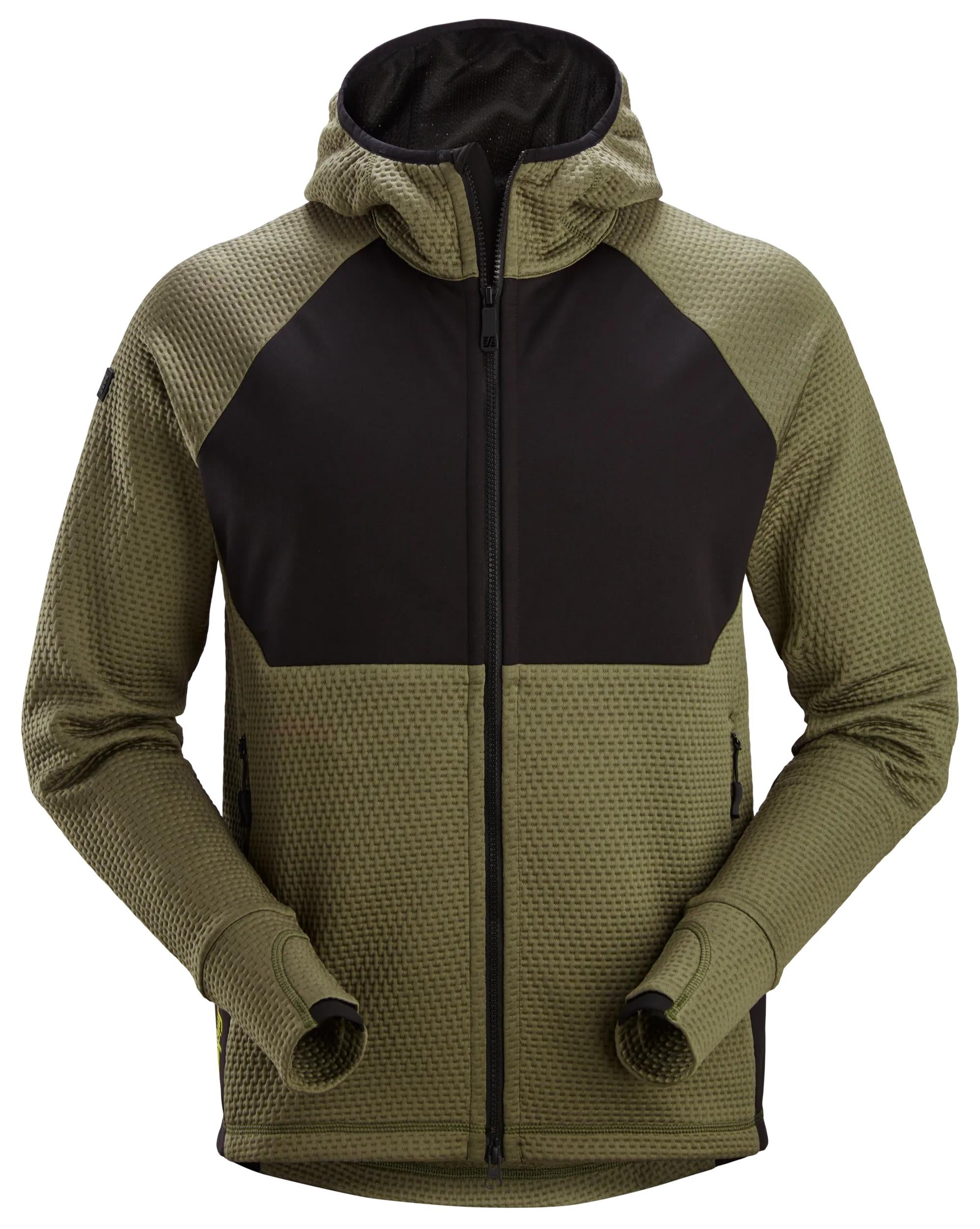 FlexiWork, Full-Zip Midlayer Hoodie - 3104 - Khaki Green\Black