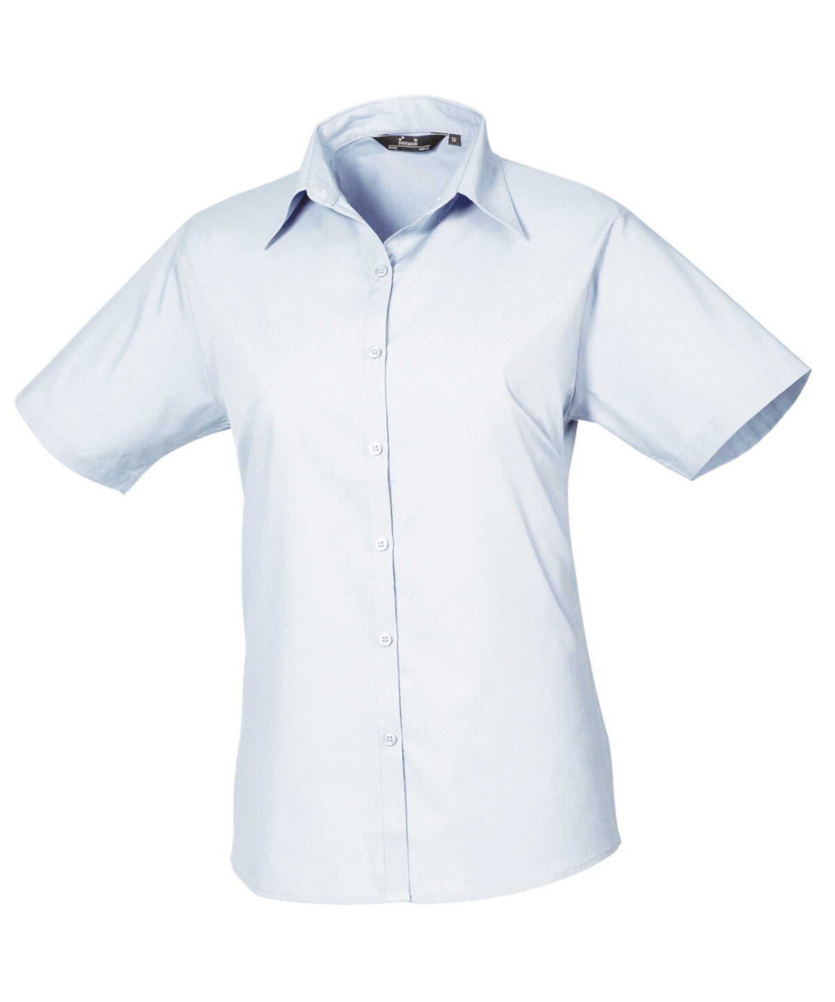 Women's short sleeve poplin blouse - Light Blue