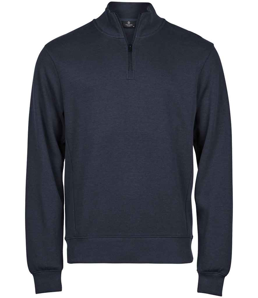 Tee Jays Ribbed Interlock Half Zip Sweatshirt - Navy