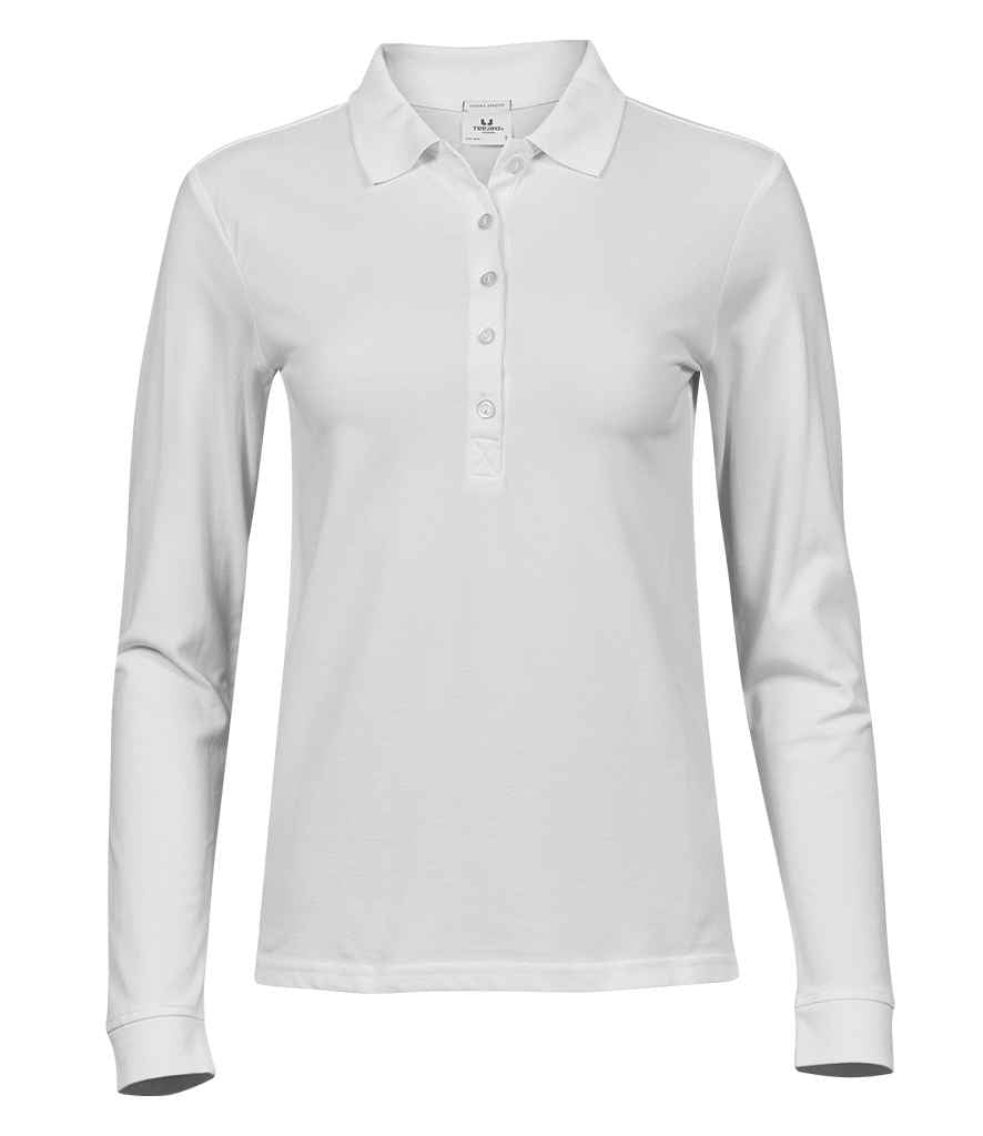 Tee Jays Ladies Luxury Stretch Long Sleeve Polo Shirt - White